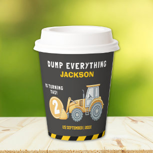 "Caution: Party Ahead! Construction Birthday 2 Paper Cups