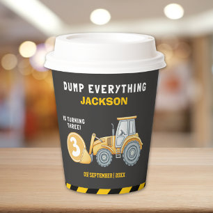 "Caution: Party Ahead! Construction Birthday 3 Paper Cups