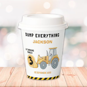 "Caution: Party Ahead! Construction Birthday 3 Paper Cups