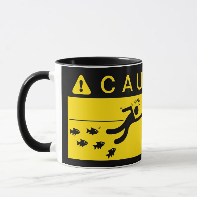 Caution: Piranhas in Water Mug (Left)