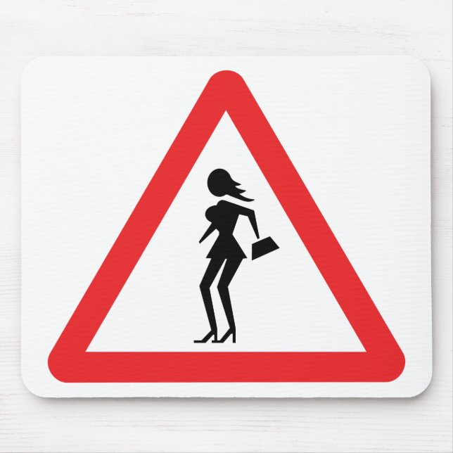 Caution Prostitute Road Traffic Sign Mouse Pad (Front)