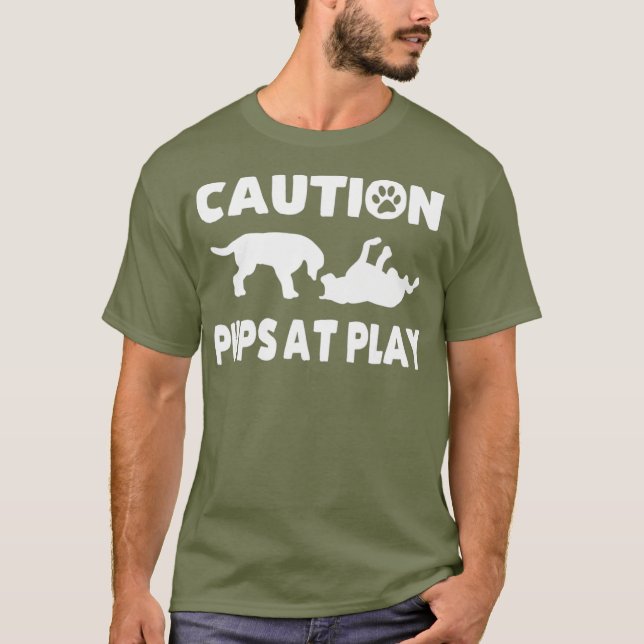 Caution Pups At Play Gay Bear Shirt Dark (Front)