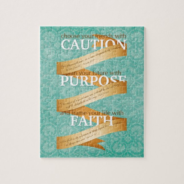 Caution, Purpose, Faith in Blue Jigsaw Puzzle (Vertical)