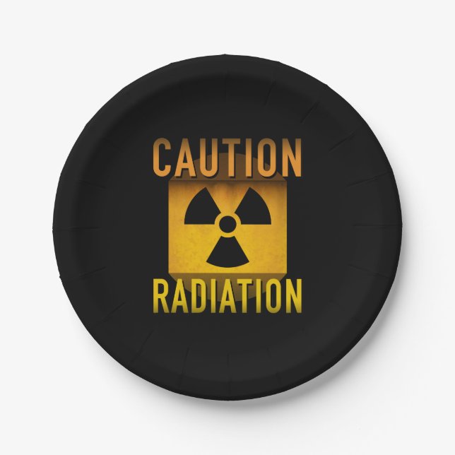 Caution Radiation Symbol Retro Atomic Age Grunge : Paper Plate (Front)
