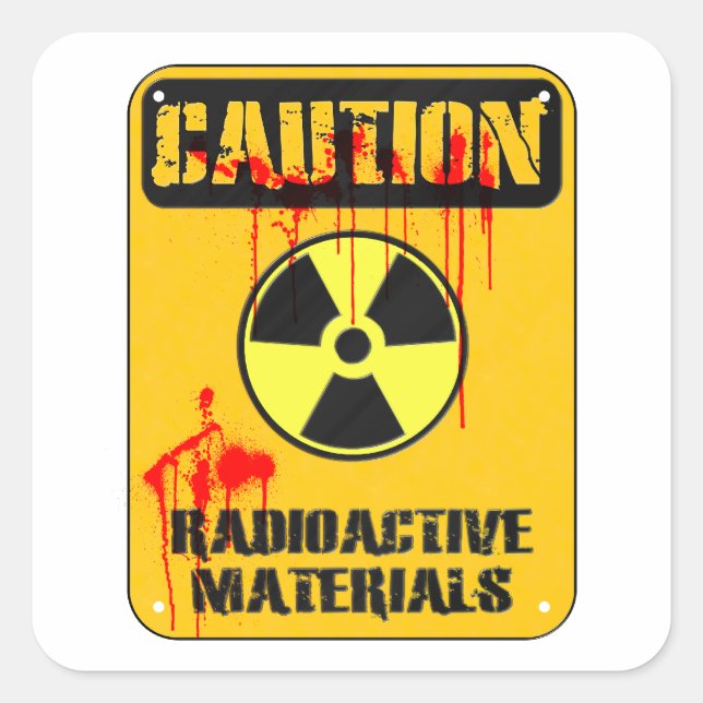 Caution Radioactive Material Square Sticker (Front)