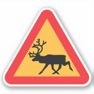 Caution Reindeer Swedish Traffic Sign