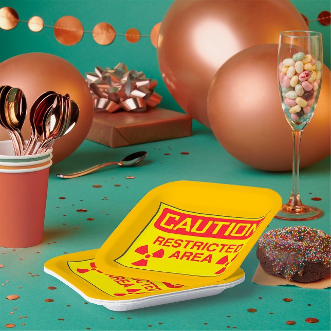 Caution Restricted Area Radiation Hazard Warning Paper Plate (Creator Uploaded)