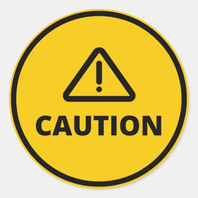 Caution Safety Classic Round Sticker (Front)