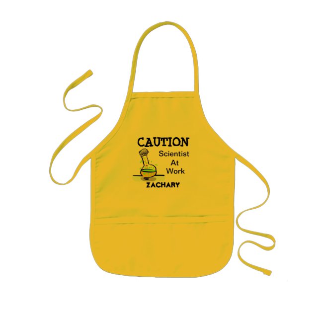CAUTION - Scientist at Work Apron Personalised (Front)