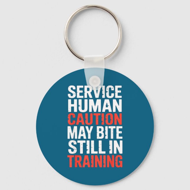 Caution Service Human Bite Training Still May Meme Key Ring (Front)