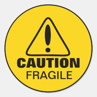 Caution Sign Fragile Classic Round Sticker