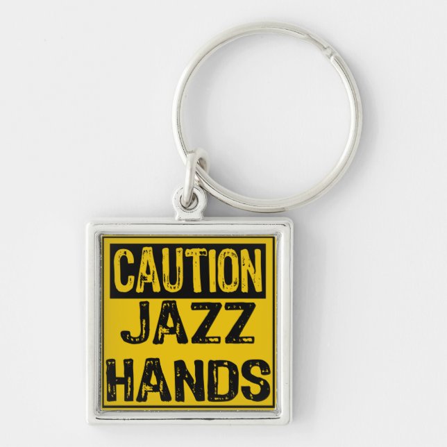 Caution Sign- Jazz Hands Yellow/Black Key Ring (Front)