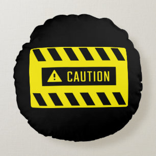 Caution Sign Round Cushion