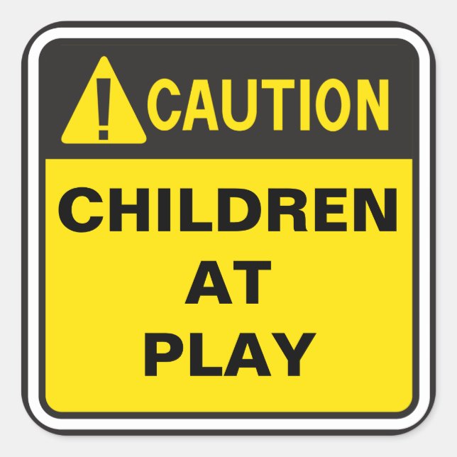 Caution Sign Square Sticker (Front)