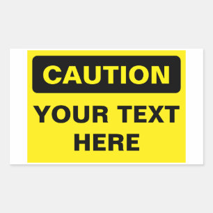 Caution Sign, template, landscape version Rectangular Sticker