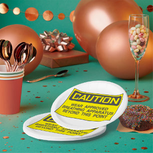 Caution Sign Wear Approved Breathing Apparatus  Paper Plate