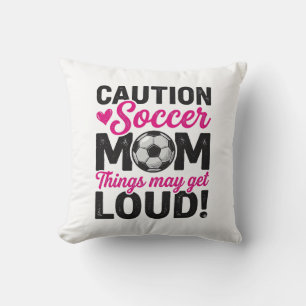 Caution Soccer Mum Loud Vintage Shirt Design_1 Cushion