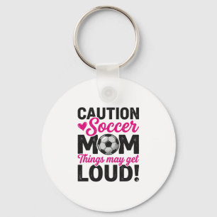 Caution Soccer Mum Loud Vintage Shirt Design_1 Key Ring
