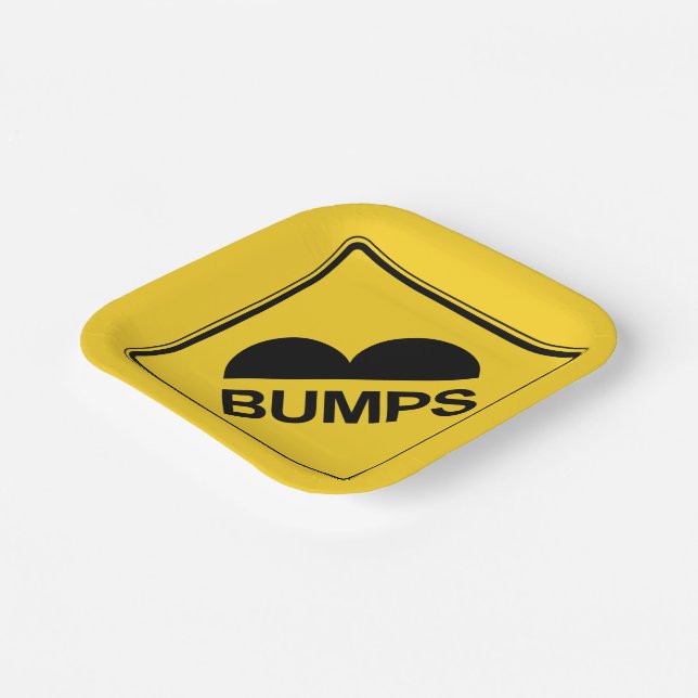 Caution Speed Bumps Funny Traffic Sign Paper Plate (Angled)