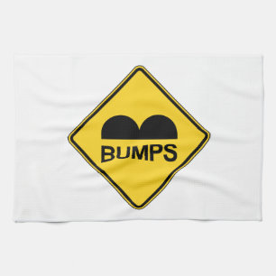 Caution Speed Bumps Funny Traffic Sign Tea Towel