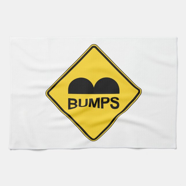 Caution Speed Bumps Funny Traffic Sign Tea Towel (Horizontal)