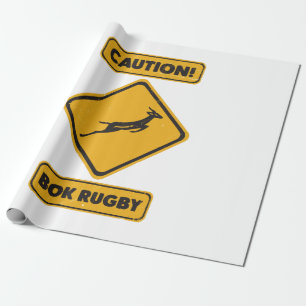 Caution - SpringBoks Crossing Wrapping Paper
