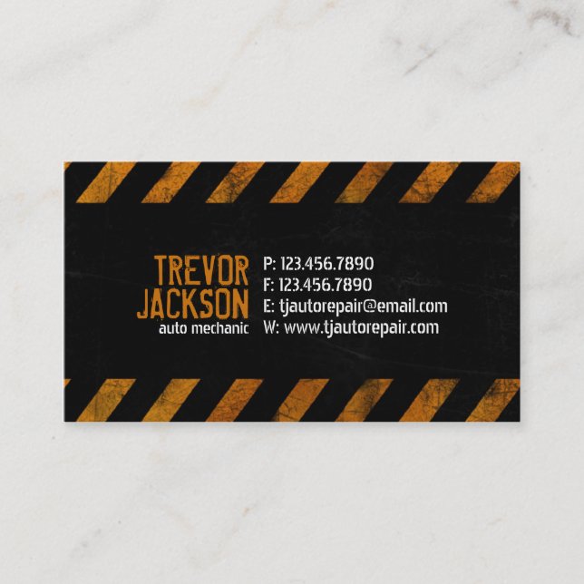 Caution Stripes - Orange Business Card (Front)