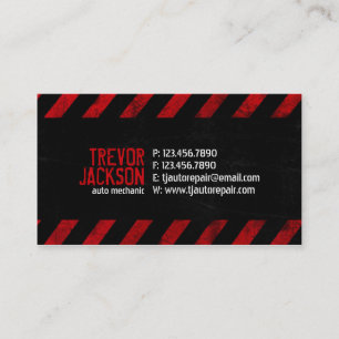Caution Stripes - Red Business Card
