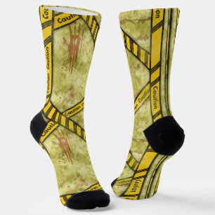 Caution tape splatter crime scene  socks