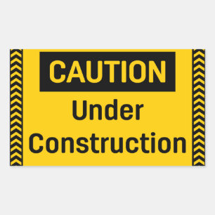 CAUTION Under Construction Rectangular Sticker