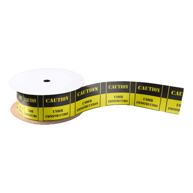 caution under construction satin ribbon (Spool)
