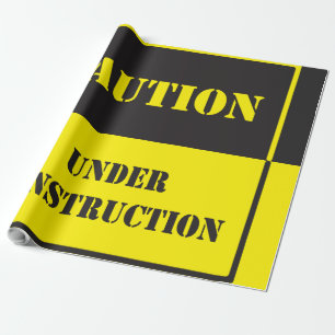 CAUTION UNDER CONSTRUCTION SIGN WRAPPING PAPER