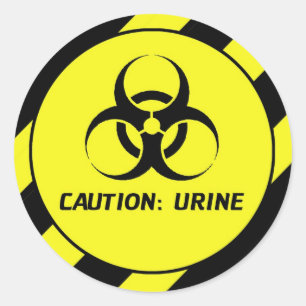Caution Urine Classic Round Sticker