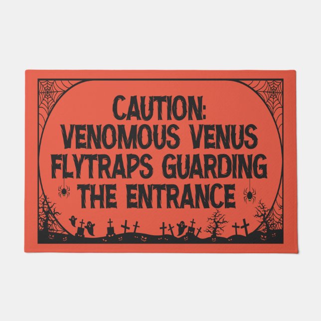 Caution Venemous Venus Funny Spooky Gothic Plant Doormat (Front)