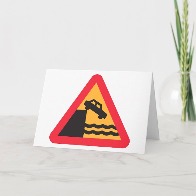 Caution Water Ahead Road Sign Greeting Cards (Creator Uploaded)