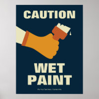Caution Wet Paint Workplace Health & Safety Retro