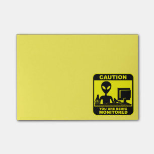 Caution! you are being monitored post-it notes