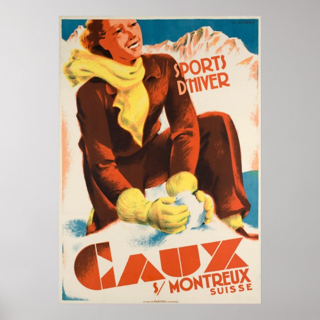 Caux Suisse Vintage Travel Poster (Front)