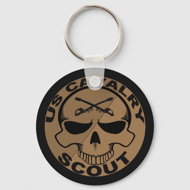 Cav Scout Skull Black and Gold Key Ring (Front)