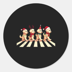 Cavachon Dog Crossing Road Xmas Classic Round Sticker