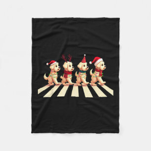 Cavachon Dog Crossing Road Xmas  Fleece Blanket