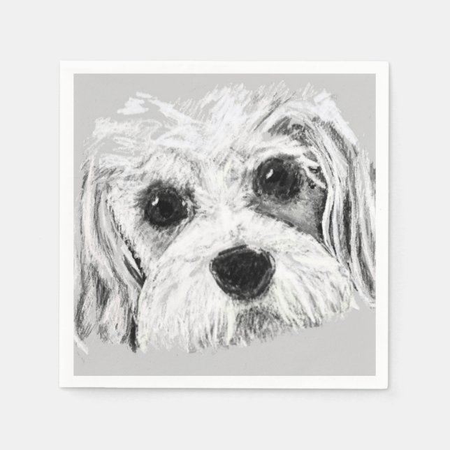 Cavachon dog, drawing, cute napkin (Front)