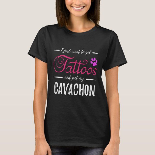 Cavachon Dog Lover Tattoo Funny Dog Mum Gift Idea  T-Shirt (Front)
