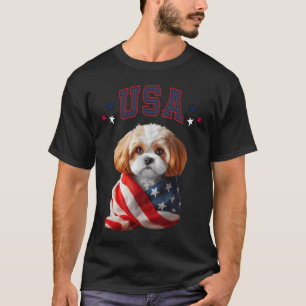 Cavachon Dog Usa America Patriotic Flag Memorial T-Shirt