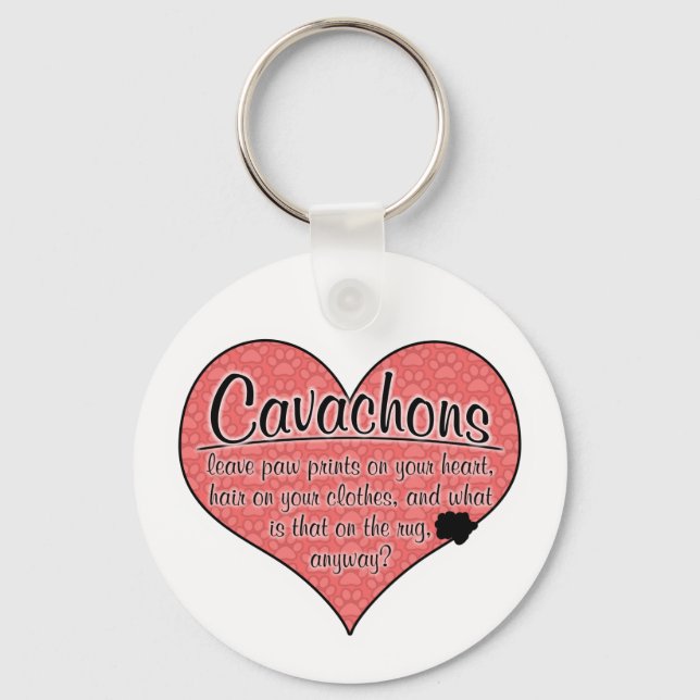 Cavachon Paw Prints Dog Humour Key Ring (Front)