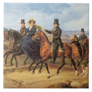 Cavalcade in front of Schloss Heiligenberg Ceramic Tile