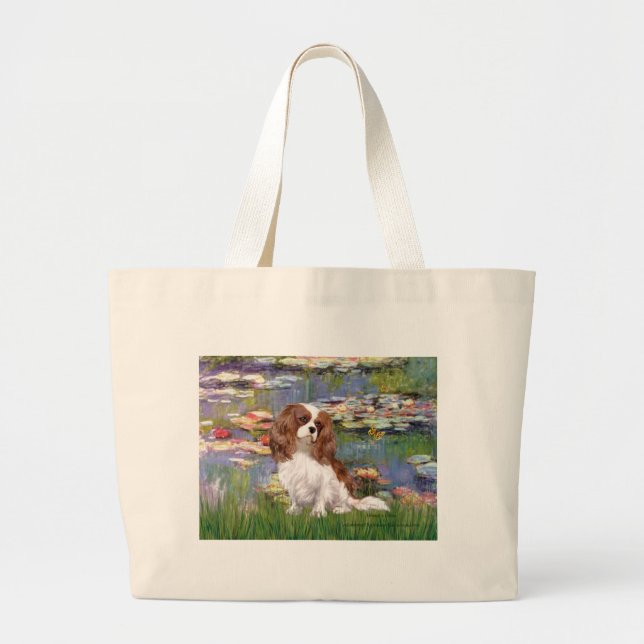 Cavalier 2 (bl) - Lilies 2 Large Tote Bag (Front)
