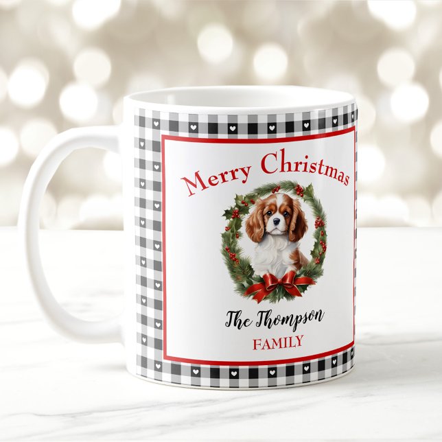 Cavalier Charles Dog Name Gingham Christmas Mug (Cavalier Charles Dog Name Gingham Christmas Mug)