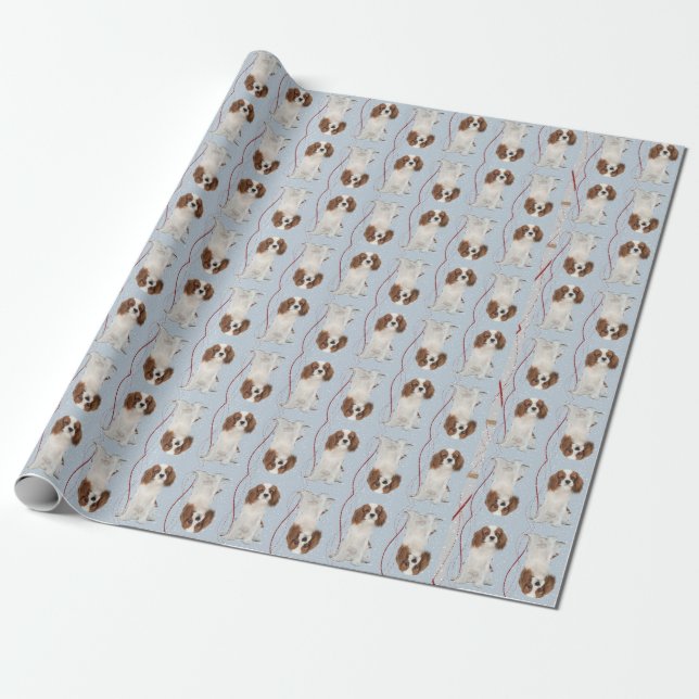 Cavalier Christmas Wrapping Paper (Unrolled)