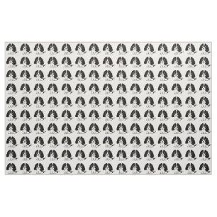 cavalier kcs black and white cartoon fabric